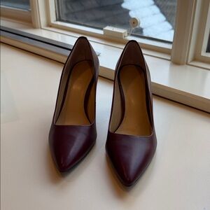 MICHAEL Michael Kors Burgundy Pointed-Toe Leather Pumps